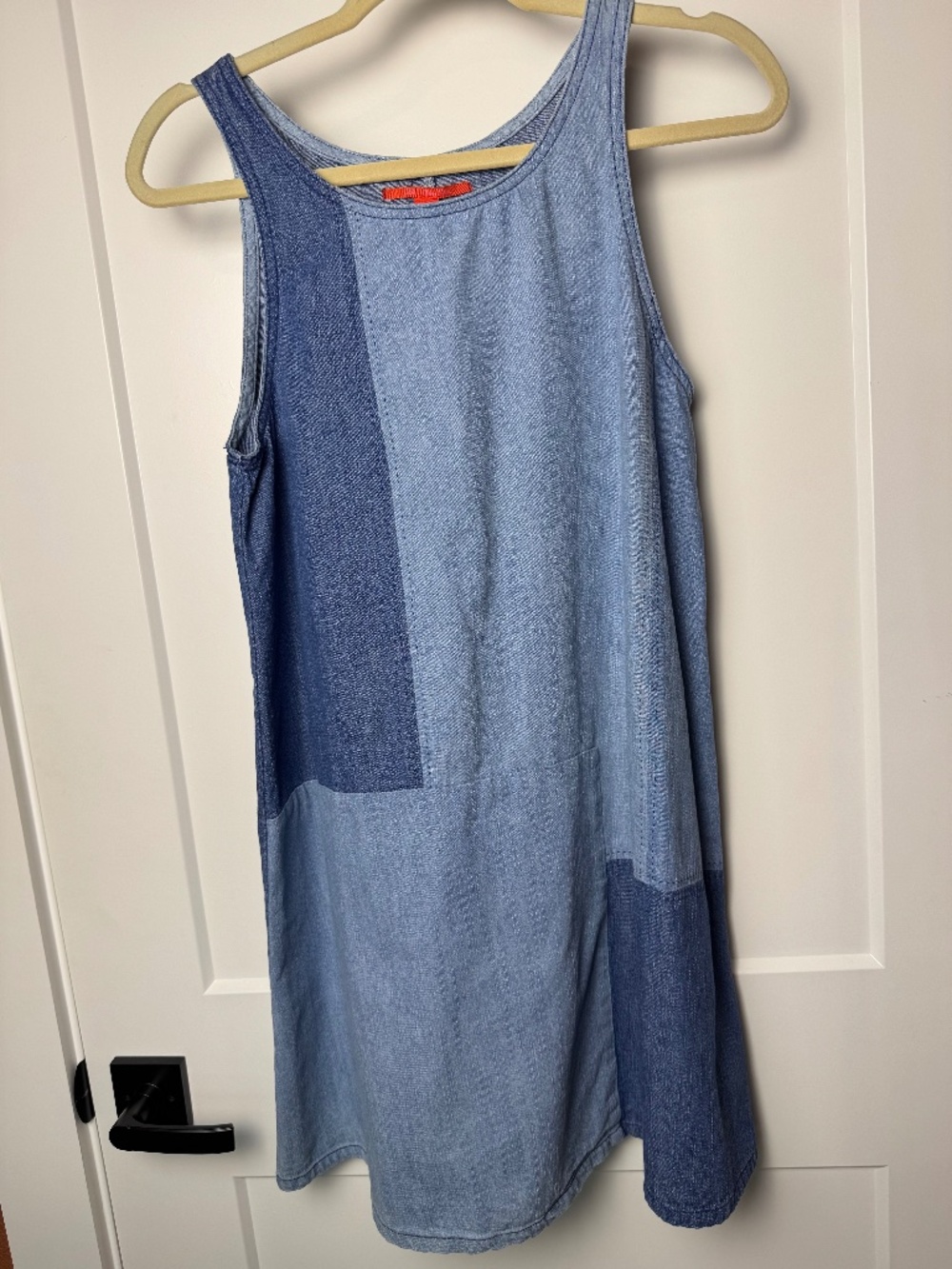 Chelsea & Violet Patchwork Denim shift mini dress